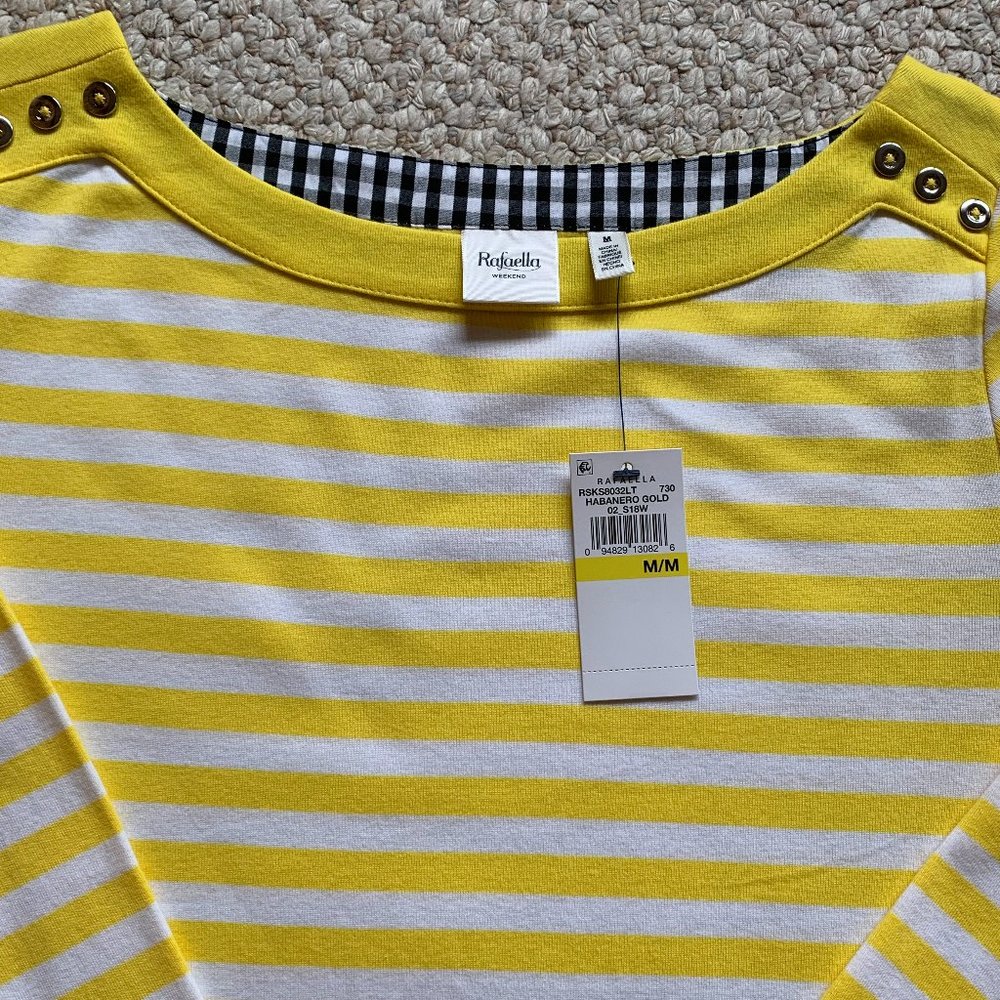 RAFAELLA - Weekend Striped  3/4 Sleeve Tee - NEW with Tag - Picture 8 of 9